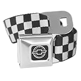Checkered White Chevrolet Seatbelt Buckle Fashion Belt - Officially Licensed