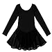 FEESHOW Child Girls Long Sleeve Gymnastic Ballet Leotard Dance Dress Black 3-4