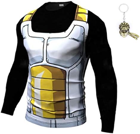 JarilnMo Men DBZ Goku Compression Workout Armor Long Sleeve/Short Sleeve Shirt with Free Keychain