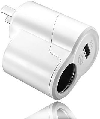 ESSOY AC to DC Power Socket Adapter Converter,110~220V Mains to 12V Household Car Cigarette Lighter Socket Power Adapter Charger, with USB 2.0 Interface (AC/DC Power Converter)