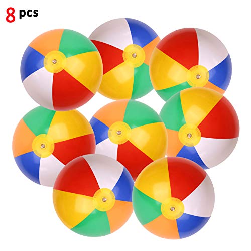 SYSAMA Rainbow Beach Balls Inflatable Colorful Beach Ball Pool Toys Pool Balls for Kids Water Fun Play in Summer 12 Inch 8 Pcs
