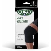 CURAD Knee Support for Men &amp; Women, Elastic, Pull-Over, Knee Brace for Running Knee Pain, Workout Sports Knee Brace, Black, Small