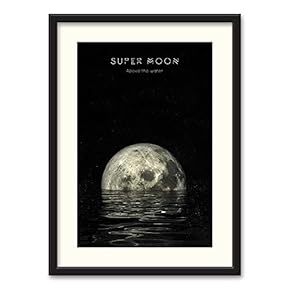Black Framed Canvas Wall Art Moon Home Artwork Decoration for Living Room, Bedroom - 23x31 inches