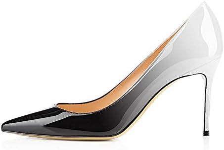 Lovirs Womens Office Basic Slip on Pumps Stiletto Mid-Heel Pointy Toe Shoes Party Dress