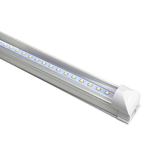 Brillihood LED T8 Integrated Single Fixture, 8FT, 45W, 6000K (Bright White), 4500lm, Utility Shop Light, Ceiling and Under Cabinet Light, Cooler Door Lighting Fixture, Pack of 10