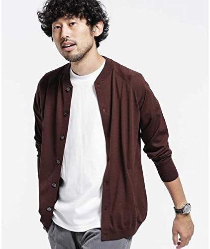 Amazon ナノ ユニバース メンズ Nano Universe Wrinkle Free バックリブクルーカーディガン ブラウン L カーディガン 通販