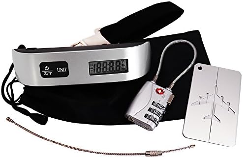 Digital Luggage Scale + TSA Approved Luggage Locks + Luggage Tags Baggage Labels Travel Luggage Lock 4 Digit Combination Lock Portable Digital Scale Suit Case Scale Travel Accessories