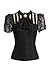 Steampunk Retro Punk Brocade Gothic Emo Womens Clothing Shopping Tee Shirt Tops, Large, Black