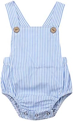 xueliangdedianpu Summer Baby Romper Strap Button Solid Color One-Piece Sunsuit Jumpsuit Overalls for Newborn Infant Toddler