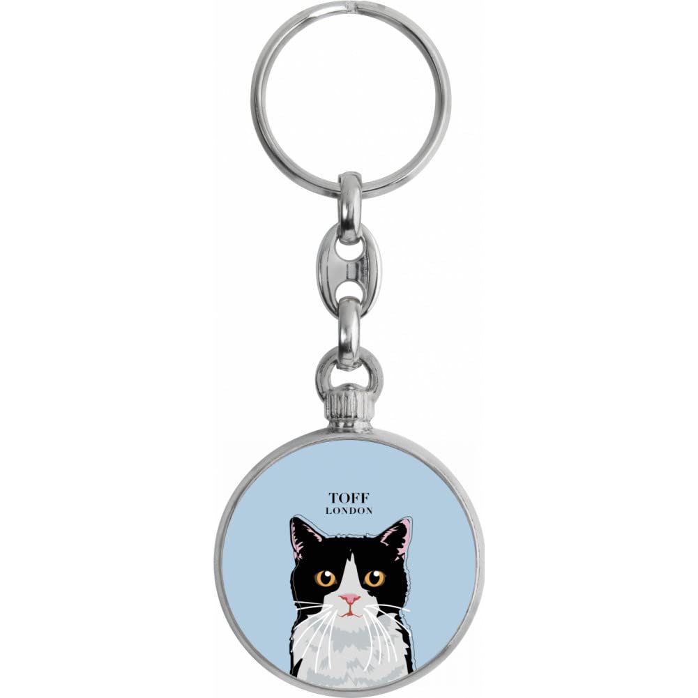 Toff London Black And White Cat Head Keyring