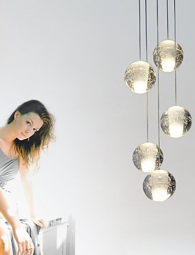 ZQ Individuality unique style Modern Pendant Lights Pendant Lamp 5 Lights G4 Retroifit Chrome Plating Crystal for Dining Room Stairs Light , warm white-90-240v