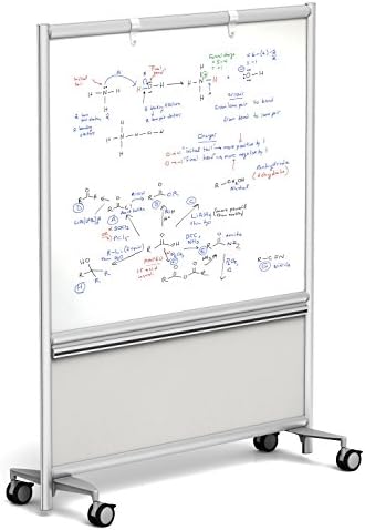 Merge Works Mobile Dry Erase WHITEBOARD 49x62 Double Sided w Accessory Rail, Silver Frame