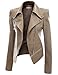 Women's Faux Leather Motorcycle Power Shoulder Jacket