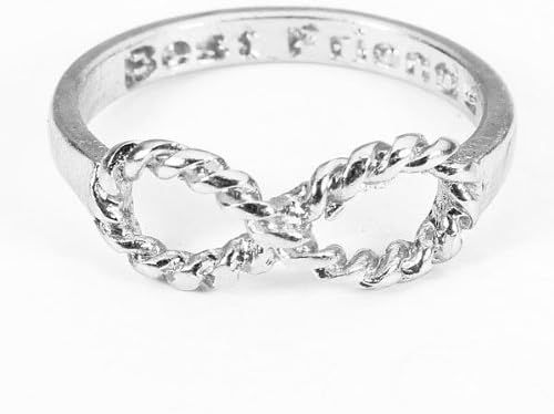Silver Plated Best Friends Words Bowknot Infinity Finger Ring by Chonlyshop