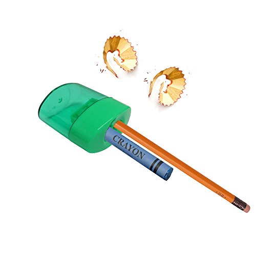Mega Pack Of 12 Double Hole Oval Shaped Pencil Sharpener With Cover And Receptacle - Comes In 4 Colors! By Mega Stationers