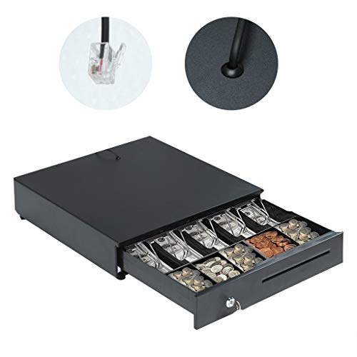 Nesee Cash Register Drawer Box Portable Money Lock Storage with Removable Tray, 5Bill/5Coin Works Compatible POS Printers Cash Box ï¼ˆShip from USï¼‰