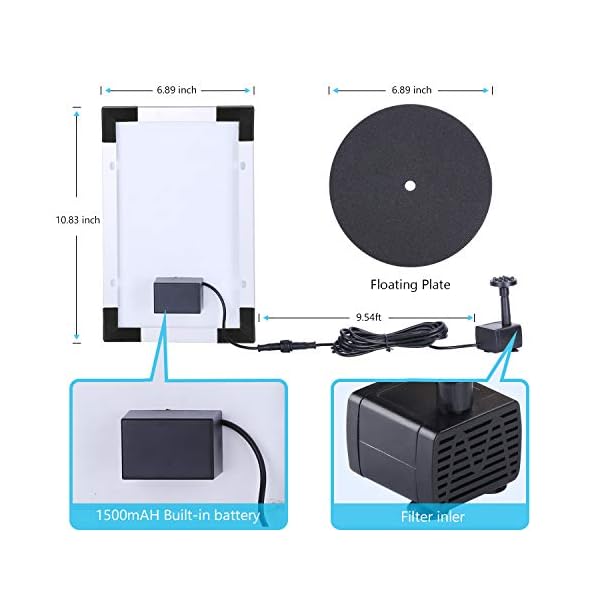AISITIN-Solar-Water-Fountain-55W-Backup-Solar-Floating-Fountain-Pump-6-Nozzles-for-Bird-Bath-Fish-Tank-Pond-Garden AISITIN 5.5W Solar Fountain Pump Backup Solar Floating Water Fountain Pump, 6 Nozzles, for Bird Bath, Fish Tank, Pond…