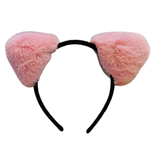 Ztl Fluffy Rabbit Fur Ball Cat Ears Headband Panda Hair Hoop Cosplay Hairband