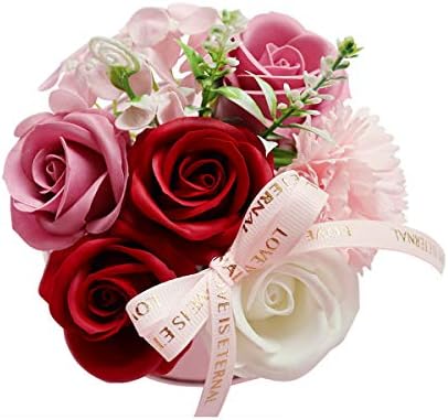 ソープフラワー 花束 バラ 薔薇 人気ギフト 誕生日 母の日 父の日ブーケ プレゼントフラワーソープ 女性 花 造花 枯れない 石鹼 り物 敬老の日 開店祝い 入学祝 アレンジメント 女 女友達 メッセージカード付き，手提げ付き（ローズ）