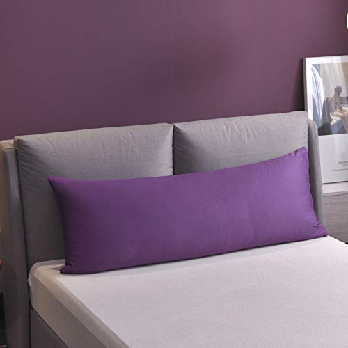 YAROO Body Pillow Cover 20" x 54",100% Egyptian Cotton, 300 Thread Count, Super Soft Body Pillowcases with Zipper Closure,Purple - Thumbnail 3