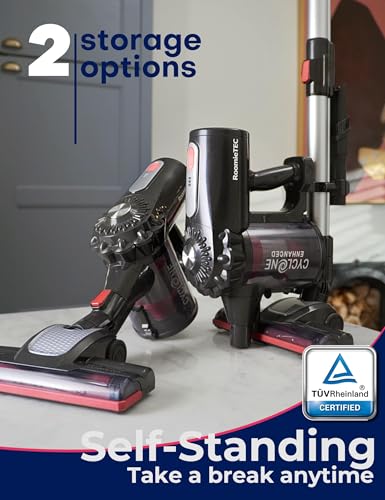 Roomie Tec StickVac Cordless Vacuum Cleaner for Home – 2200mAh Battery, High Suction Power, Lightweight & Self-Standing Design, with HEPA Filter and LED Lights - for Floors, Cars & Dorm Cleaning