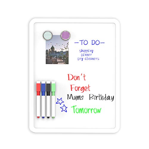 PAPERAGE Dry Erase Board 11 x 14 Inches Magnetic Whiteboard with 4 Markers with Erasers and 2 Magnets - Thumbnail 2