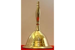 Indian Consigners Brass Hand Bell – 3 Inch Loud Ritual Bell with Triquetra Symbol | Altar, Meditation, Pendulum Work, Sound C