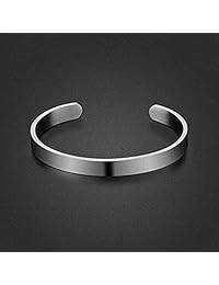 Y&M - Pulsera de acero inoxidable con grabado personalizado para mujer