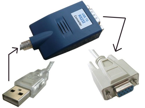 KALEA-INFORMATIQUE USB to serial COM RS232 converter with Null Modem crossover cable and DB9 female connector.