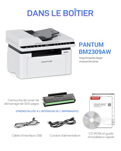 PANTUM BM2309AW Multifunction Laser Printer, Black and White, Print, Scanning, Copy 3in1 with ADF, WLAN & USB, A4, 20 ppm, Airprint/Mopria APP