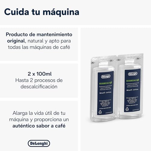 EcoDecalk Mini Descalcificador DLSC200, 2 Dosis Descalcificación, Descalcificador Máquina Café, Accesorio Mantenimiento Máquina Café, Ingredientes De Origen Vegetal, 2x100ml