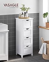 VASAGLE Bathroom Floor Storage Cabinet 4 Drawers White 30x30x82 cm LHC40W view 2