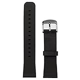 FLK Soft Genuine Leather Buckle Watchband Replacement for Apple Watch 42mm (Black)