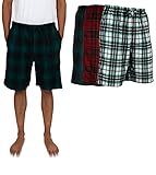Andrew Scott Men's 3 Pack Light Weight Cotton Flannel Soft Fleece Brush Woven Pajama/Lounge Sleep Shorts (3 Pack - Assorted Classics Plaids