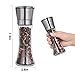 Adoric Life Salt and Pepper Grinders Set of 2, Brushed Stainless Steel Pepper and Salt Mill Shakers with Adjustable Ceramic Rotor for Himalayan Salt, Sea Salt, Pepper and More