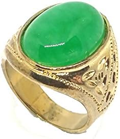 yigedan 18K Gold Plated Natural Green Jade Jadeite Ring