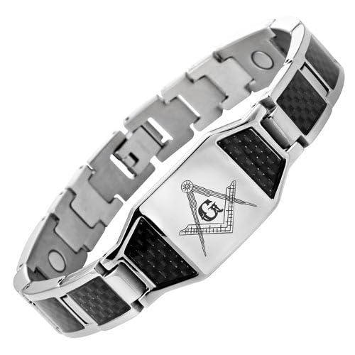 MasonicMan Mens Masonic Bracelet Freemasonry Gift Idea For Masons Size Adjustable