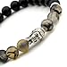 Top Plaza Mens Womens Black Matte Agate Gemstone Beads Stretch Bracelet with Dragon Vein Agate Tiger Eye Beads