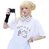 Women's Cute Cat Cartoon Print T-Shirt Kawaii Oversized Graphic Tees Y2K Men's Short Sleeve Tees Grunge Clothes