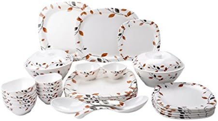 MEHUL CROCKERY Melamine Dinner Set - Royal Leaf - 40 Pieces