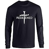Pop Threads Redeemed Cross Nails Christian Ephesians Graphic Tee T-Shirt for Men