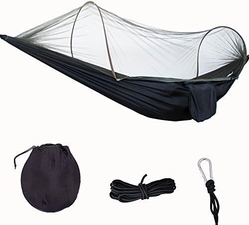 Portable Camping Hammock with Bug Net by Mounteen: Professional Grade Ripstop Nylon Foldable Tree Hammock Tent, with Capacity 400lbs, Perfect for Backyard, Hiking, Backpacking, Keep in Round Shape