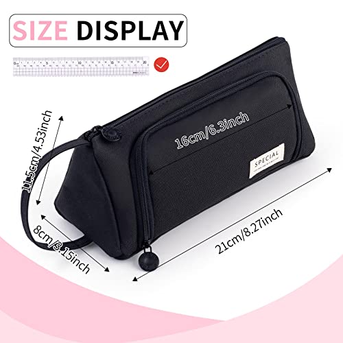 ANGOOBABY Pencil Case Handheld Pencil Pouch Multi-slot Pen Bag Stationery Storage for Teen Student College Office Adults - Black