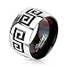 Jinique STR-0009 Stainless Steel Two Tone Black IP with Grooved Maze Band Ring
