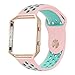 UMTELE for Fitbit Blaze Bands, Sport Silicone Replacement Strap with Rose Gold Frame for Fitbit Blaze Smart Fitness Watch Pink/Teal