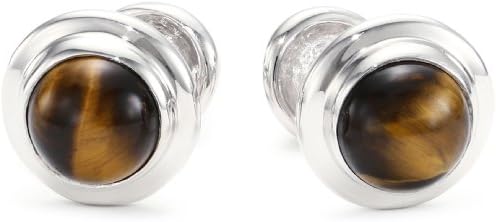 ROTENIER Classic Sterling Silver Globe with Tiger Eye Cufflinks