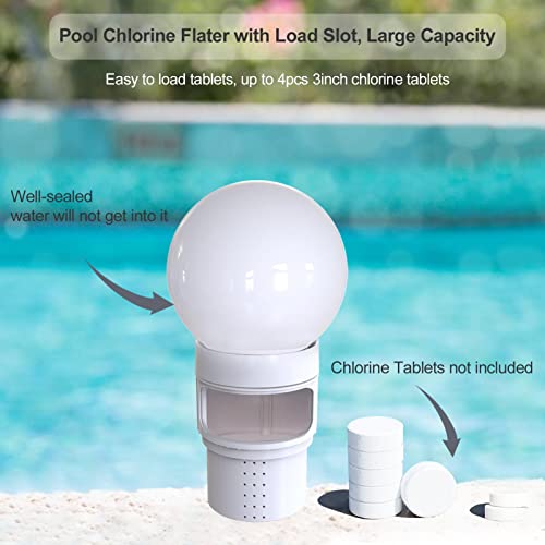 Pool Chlorine Floater, Spa Chemical Dispenser with Solar Ball Light
