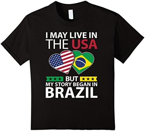 Kids Brazil Flag Shirt Live in USA Brazilian Pride Gift T-Shirt 10 Black
