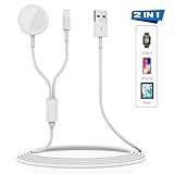 ElekBest 2 IN 1 Watch Wireless Charger Cable, Portable USB Magnetic Wireless Fast Charger With 3.3ft Charging Cord Compatible for iWatch Series 1/2/3/4, iPhone/ iPad