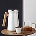 SDREAM 34 Oz Coffee Carafe Thermal For Kettle Stainless Steel Double Walled Vacuum Insulation Hot Beverage or Tea, White, 34 oz